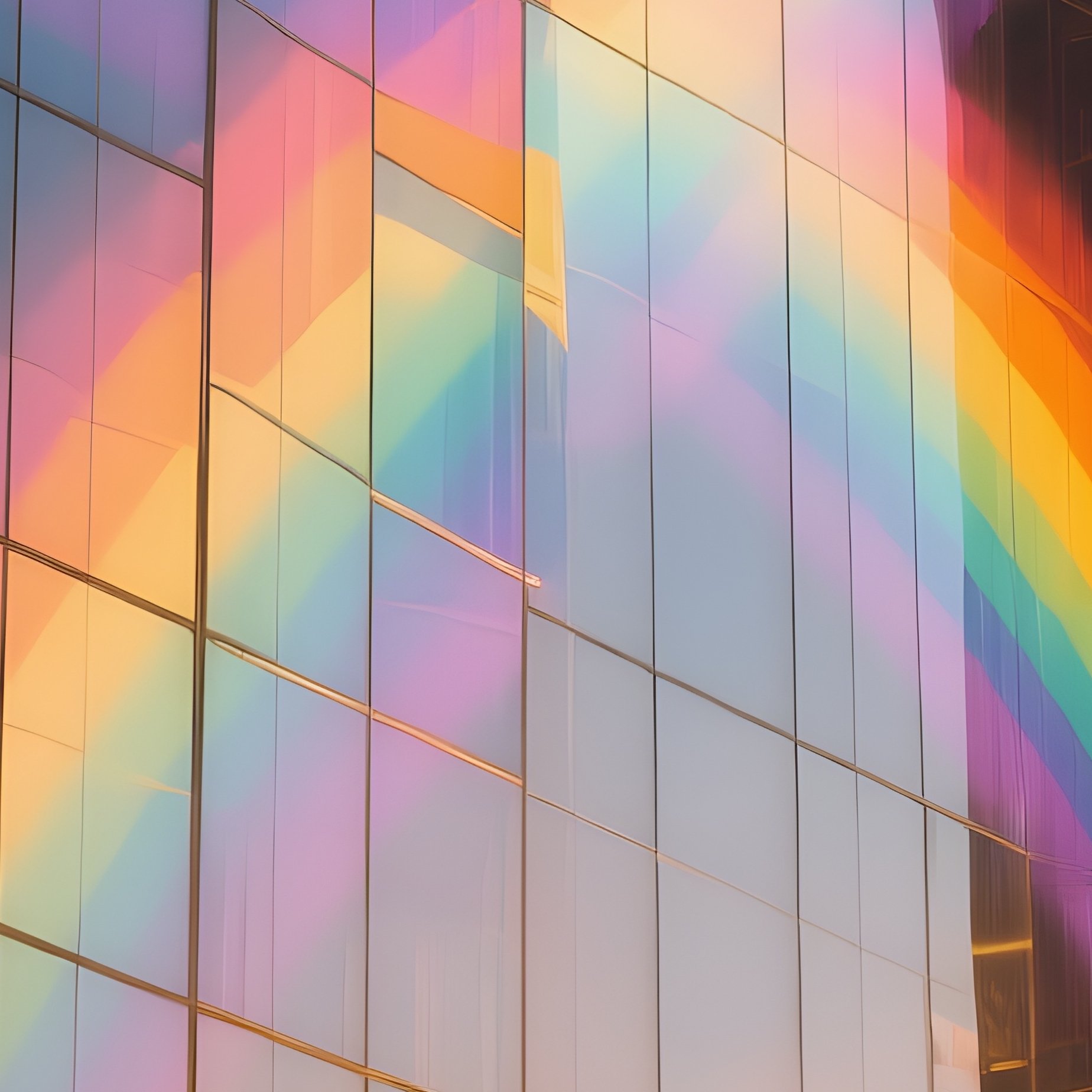 Rainbow As Illusion In Skyscraper Windows - Full Resolution Quality Preview