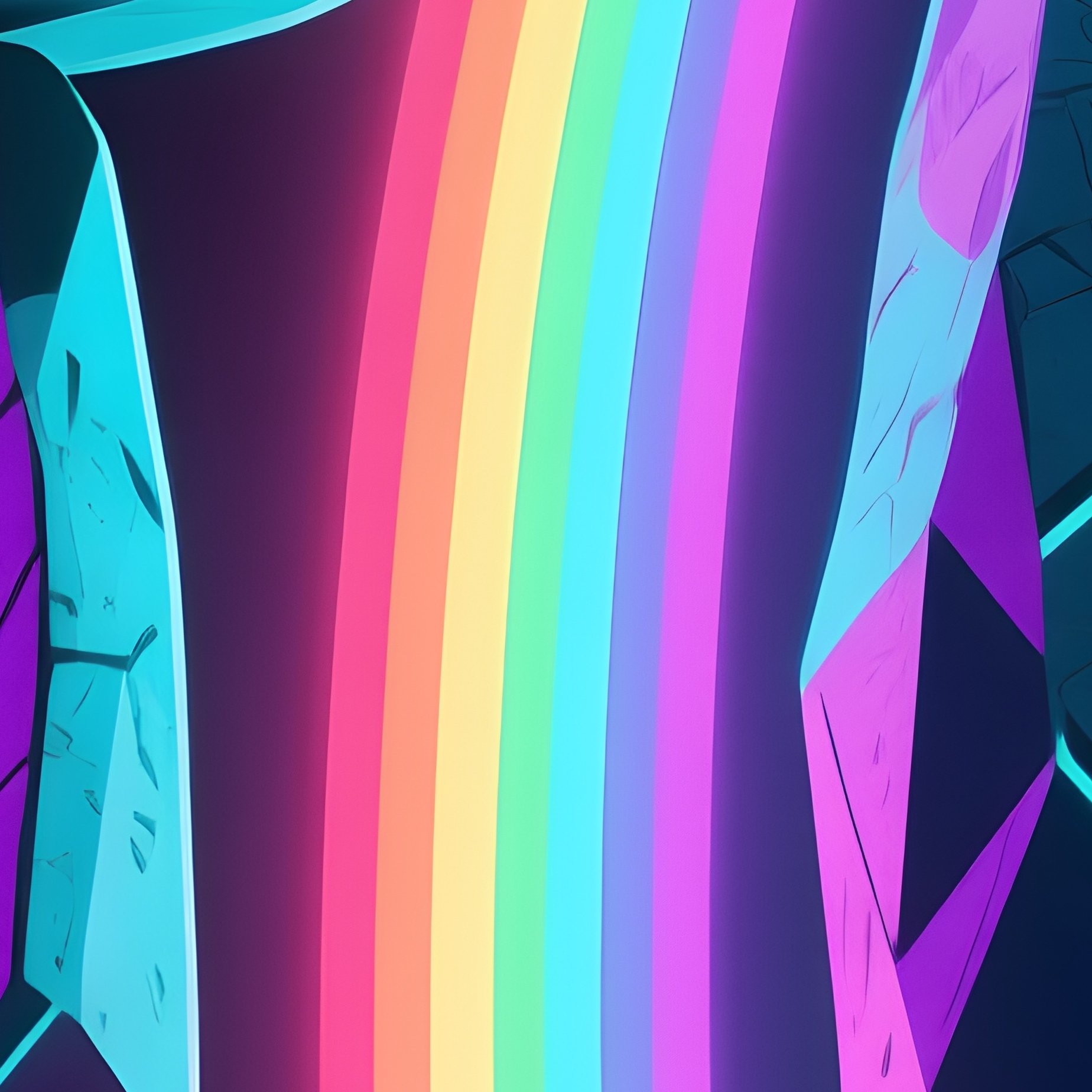 Rainbow Behind Ancient Standing Stones Abstract - Full Resolution Quality Preview