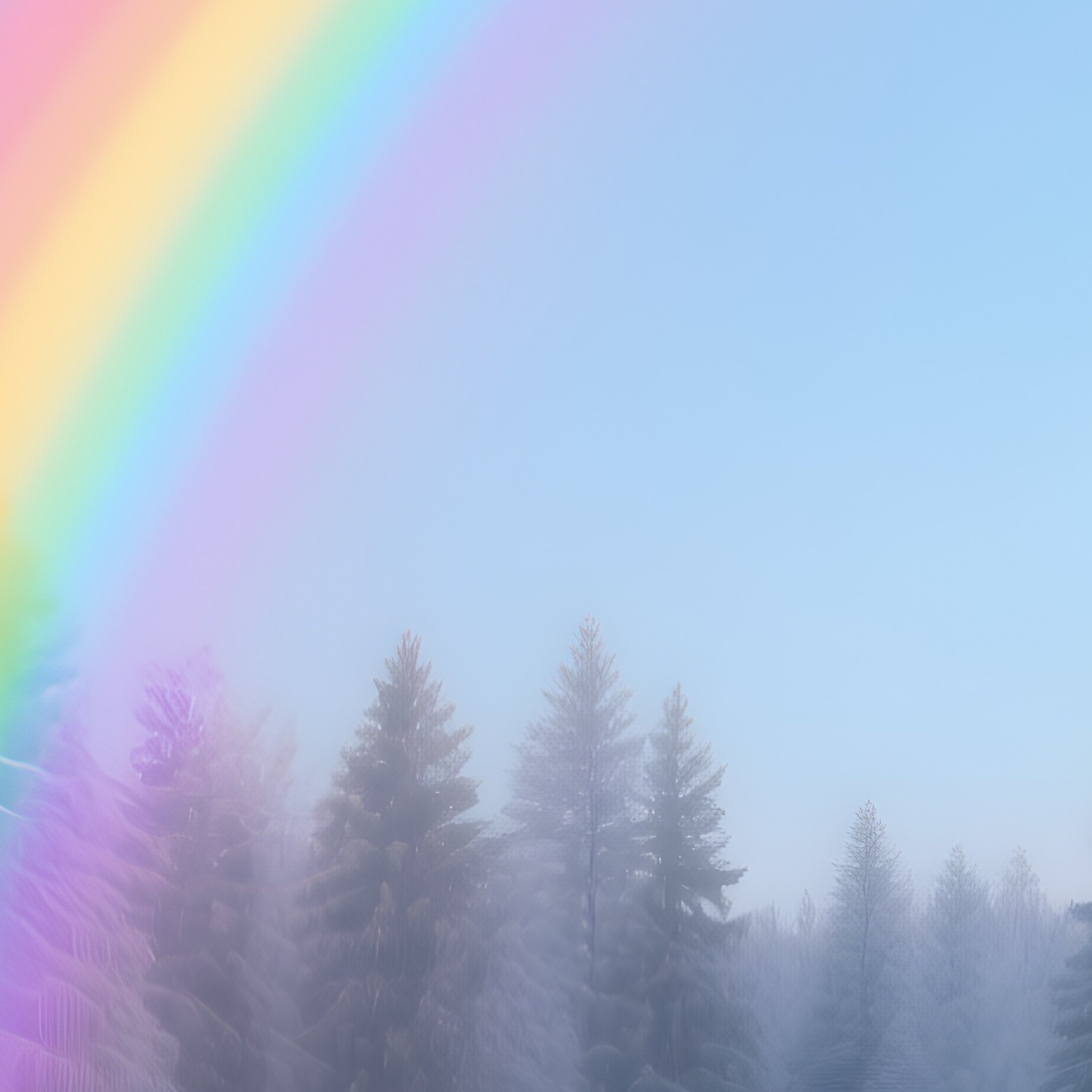 Rainbow Glowing Above Snowy Winter Landscape - Full Resolution Quality Preview