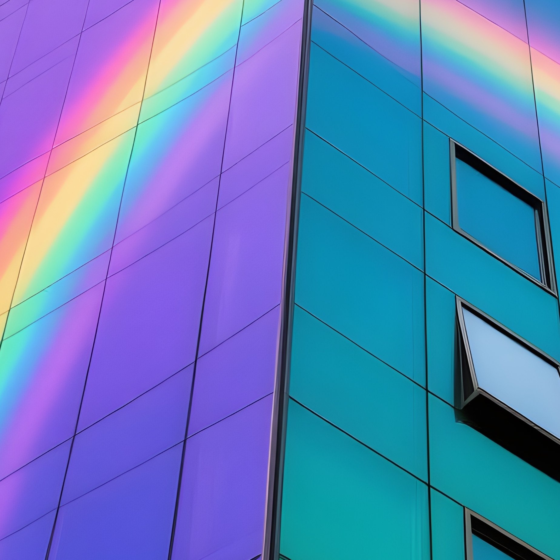 Rainbow Reflected In Skyscraper Windows - Full Resolution Quality Preview