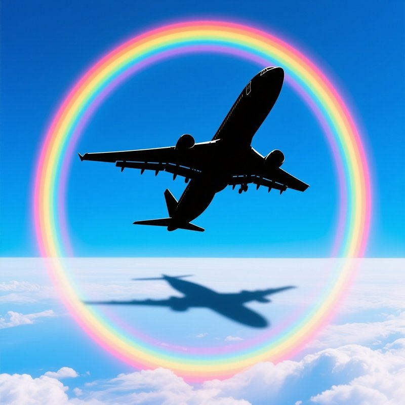 Rainbow Ring Encircling Shadow Of Airplane
