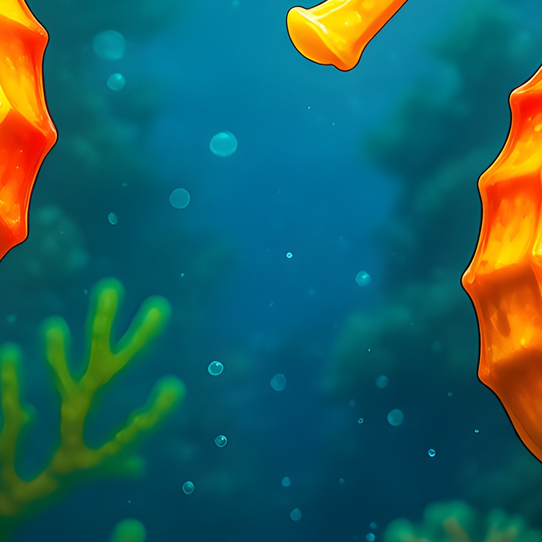 Rainbow Seahorses Underwater Digital Art - Full Resolution Quality Preview