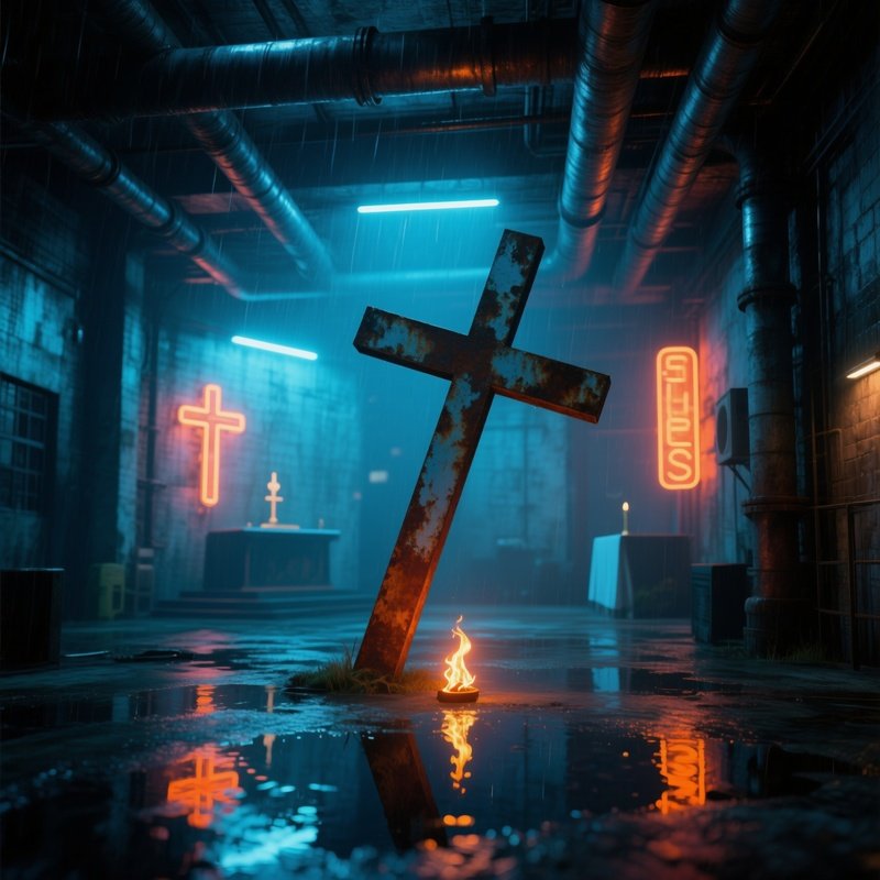 Rainy Night Industrial Loft Altar