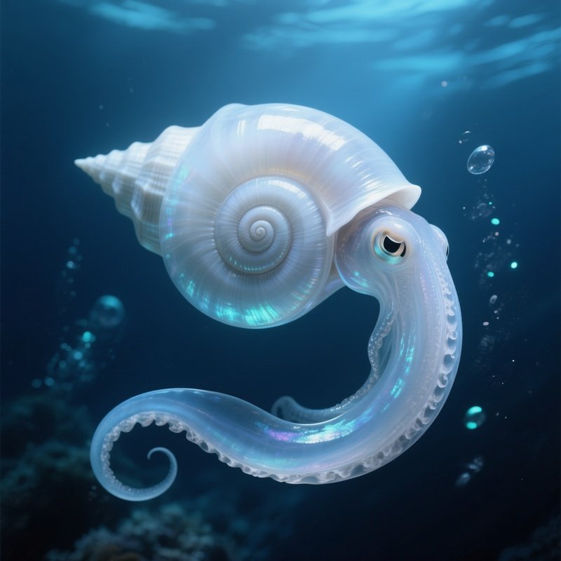 Rams Horn Squid Coiled Shell Through Skin