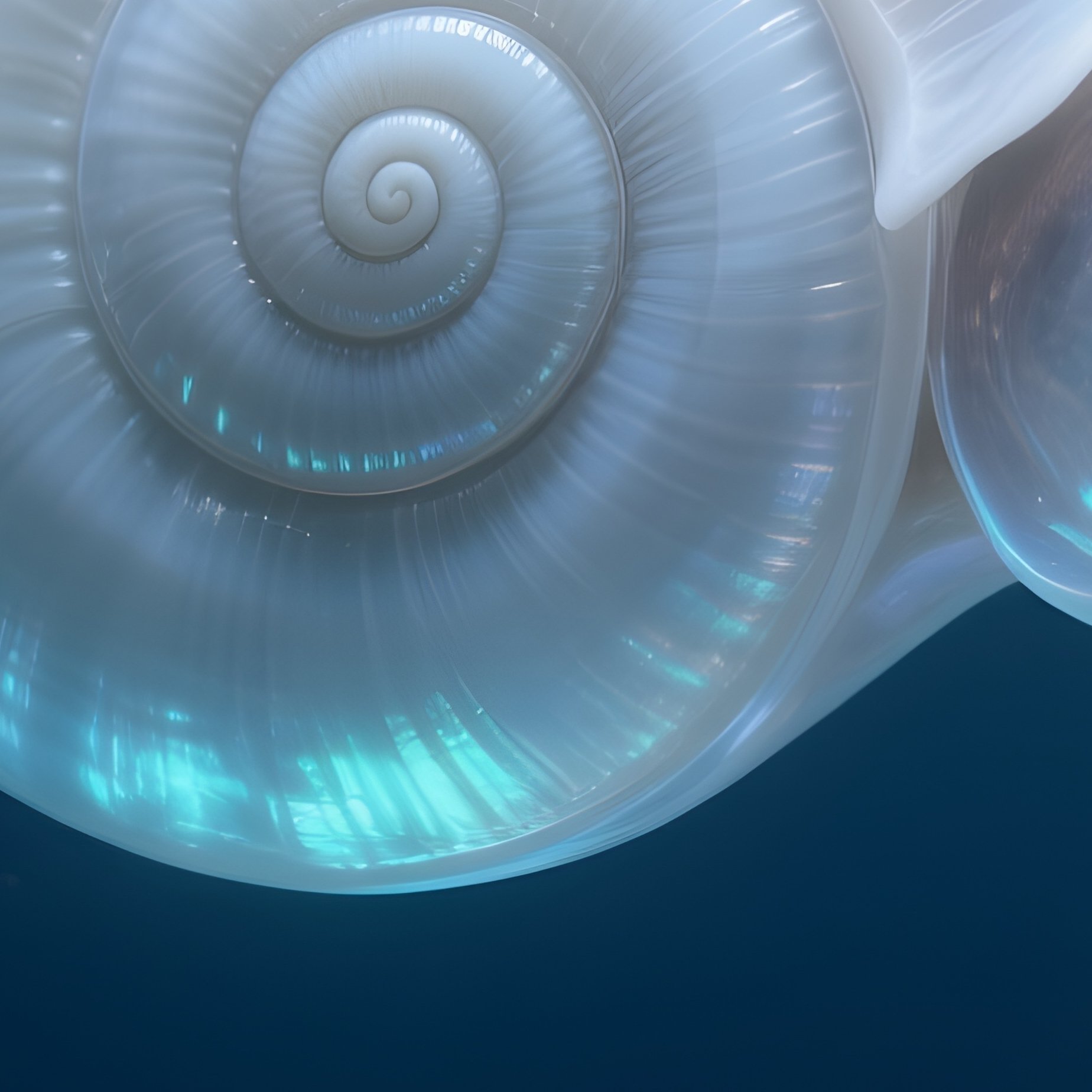 Rams Horn Squid Coiled Shell Through Skin - Full Resolution Quality Preview