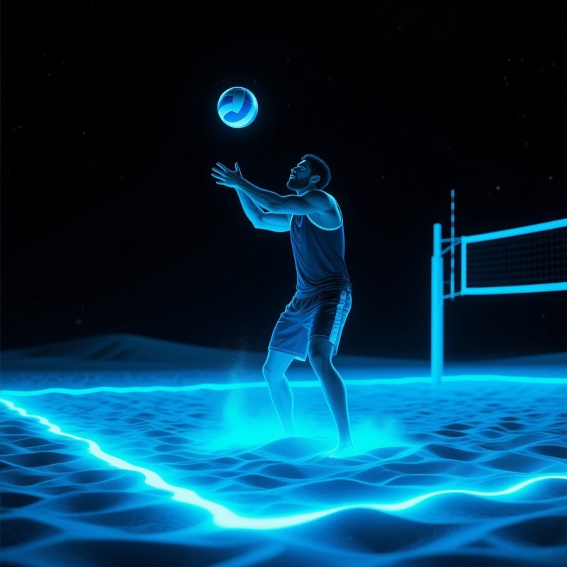 Ray Solis Volleyball Holographic Sand Spiking Night View