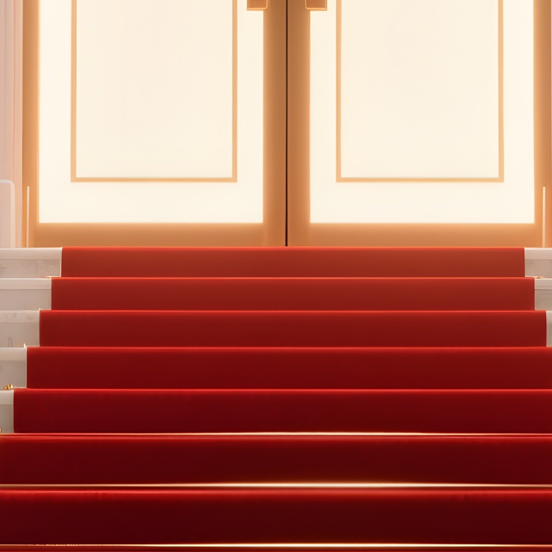 Red Carpet: A Plush Red Carpet Leading Up Grand Marble Stairs To Glowing Double Doors, Symbolizing A Vip Path Or Exclusive Opportunity. - Full Resolution Quality Preview