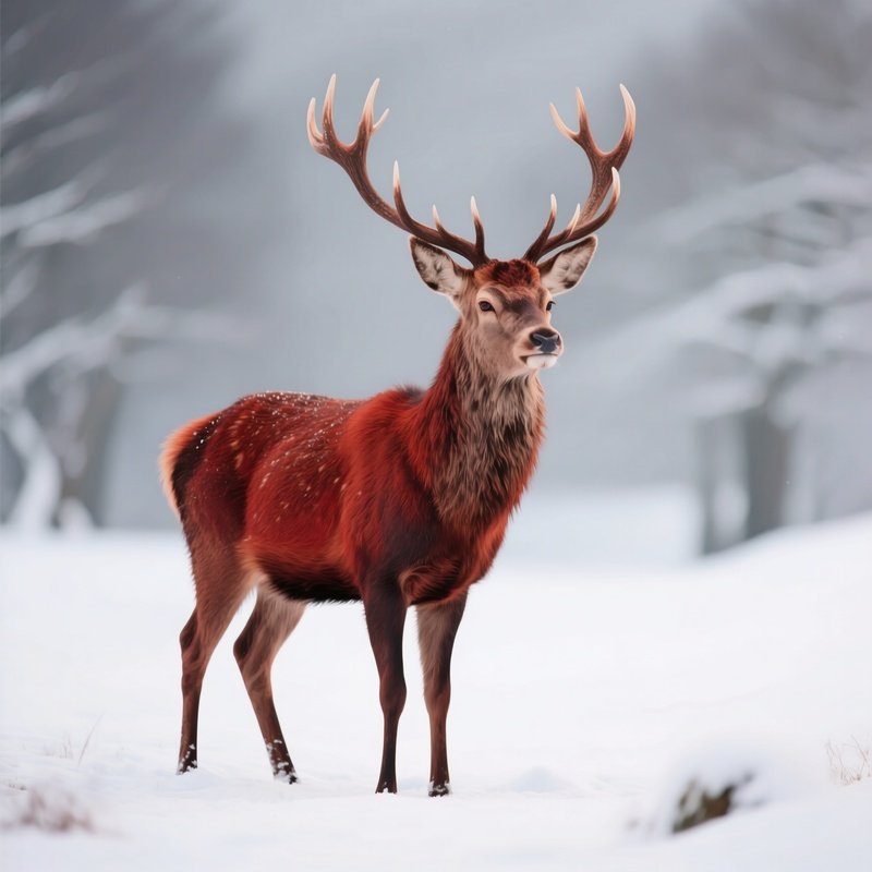 Red Deer In The Winter