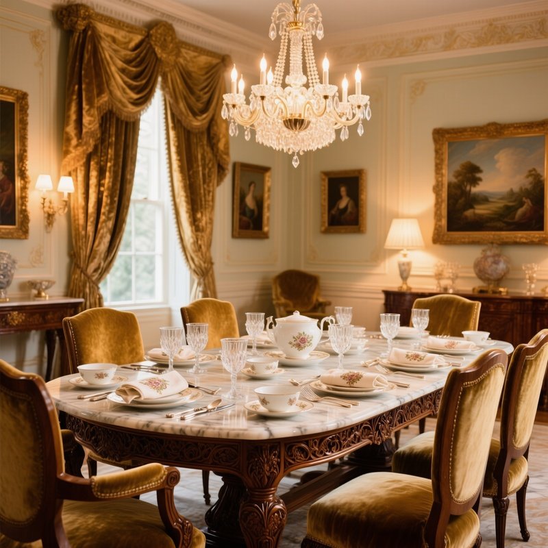 Refined Dining Area Elegant Tableware Handcrafted Table