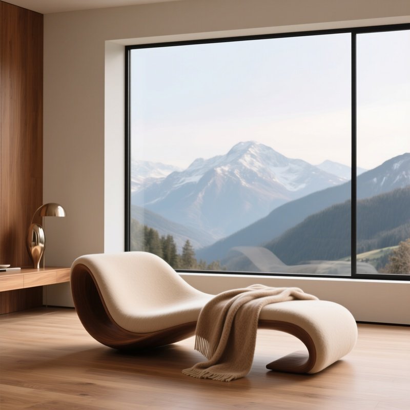 Refined Living Space Sculptural Chaise Lounge