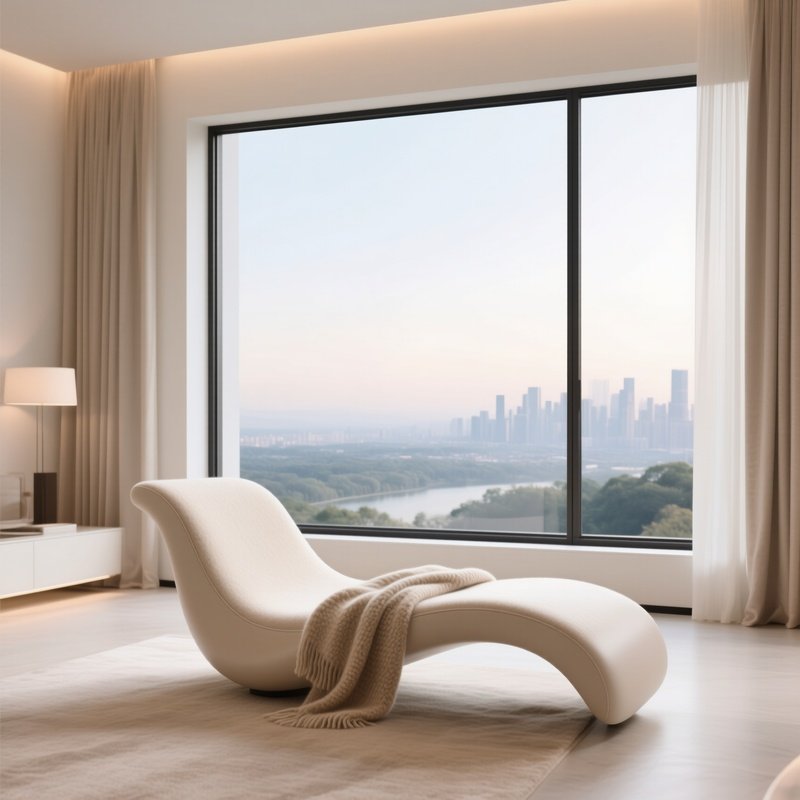 Refined Living Space Sculptural Chaise Lounge