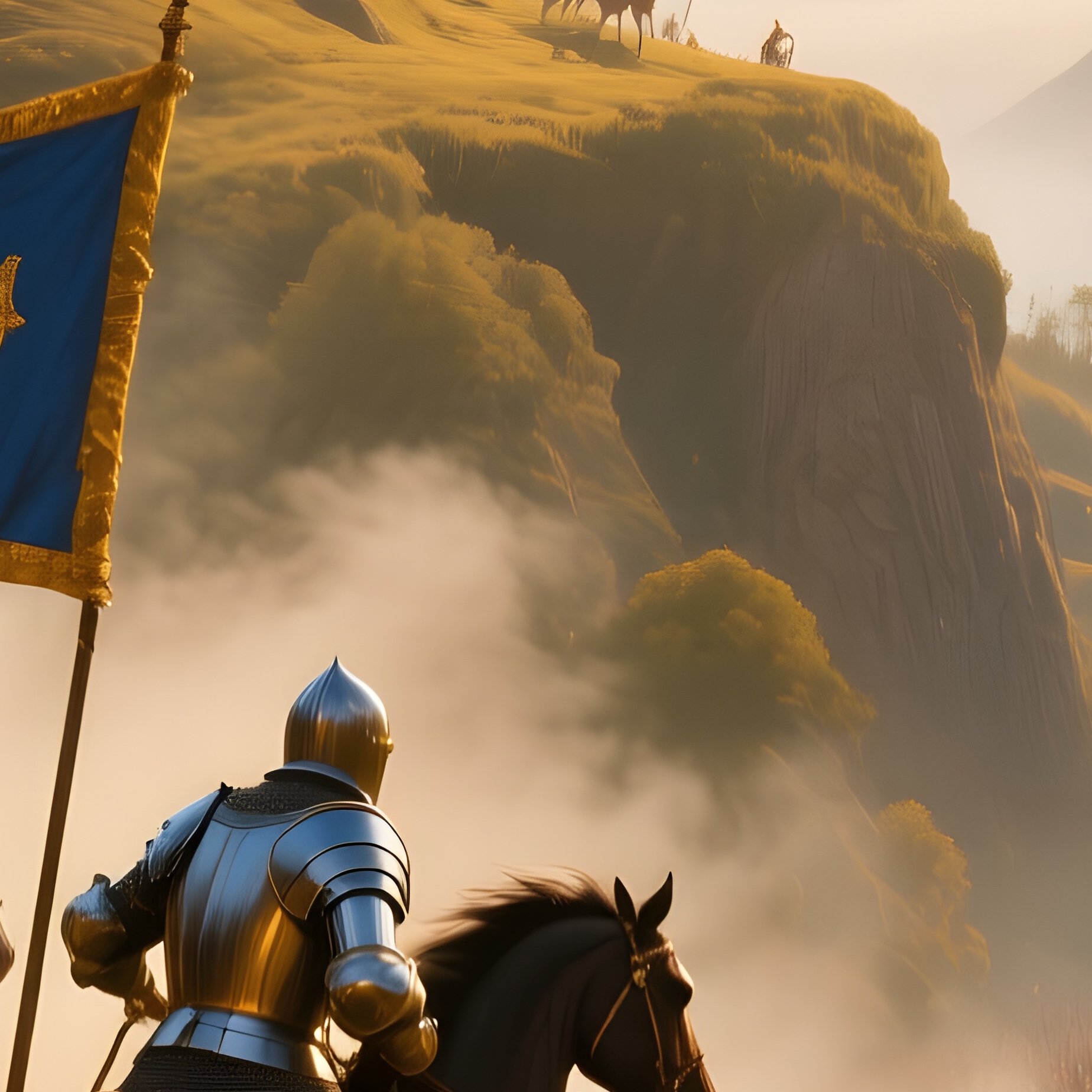 Renaissance War Scene Hilltop Cavalry Charging - Full Resolution Quality Preview