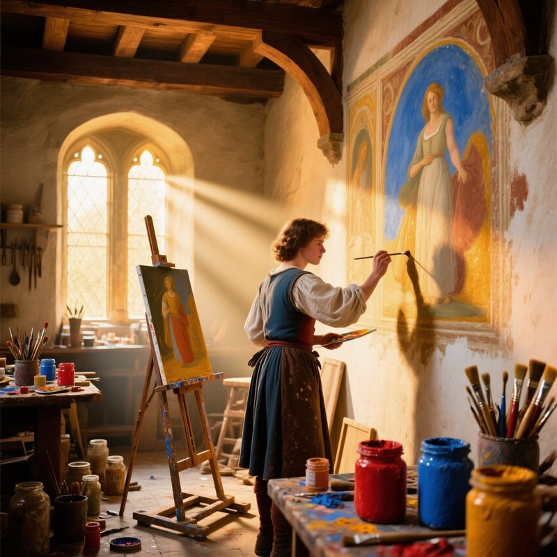 Renaissance Workshop Apprentice Painting Fresco
