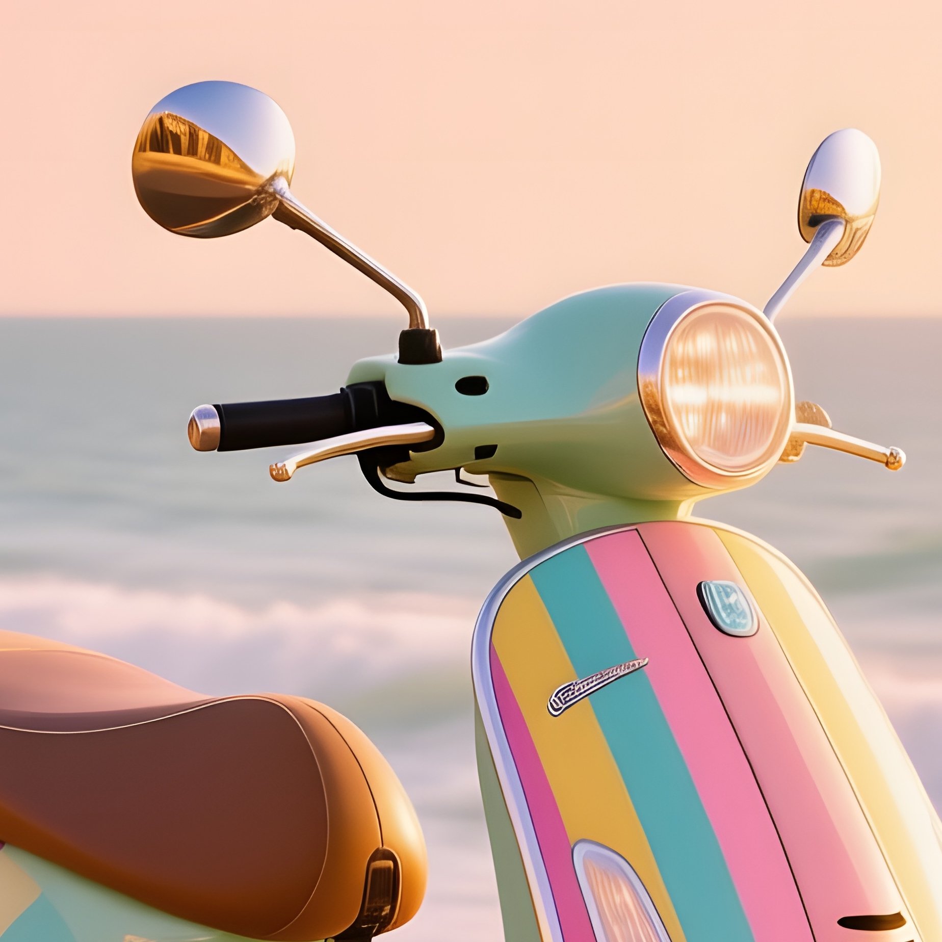 Retro Scooter Seaside Golden Hour - Full Resolution Quality Preview