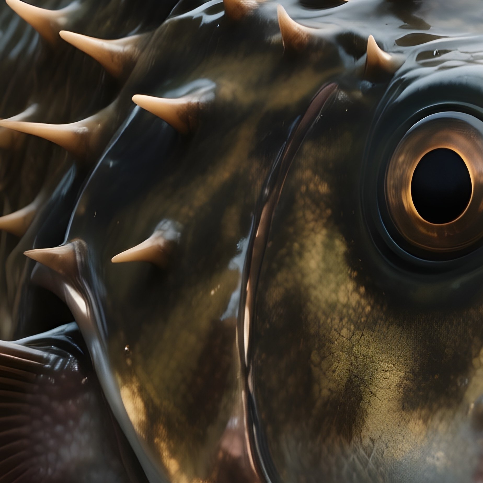 Ridgehead Fish – Bony Helmet Like Ridges Across Its Head. - Full Resolution Quality Preview