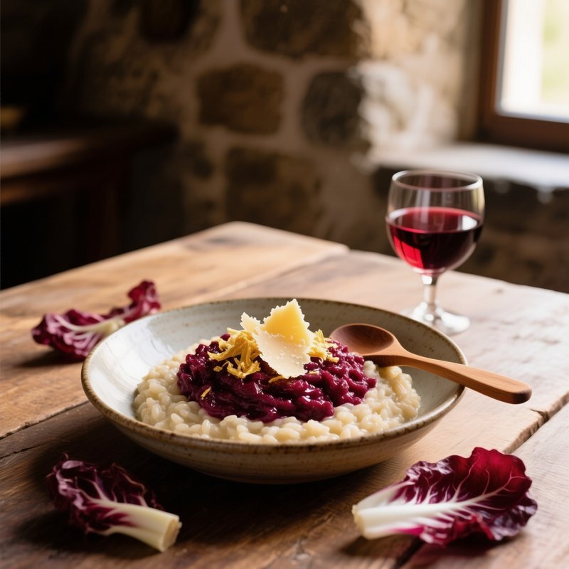Risotto Al Radicchio Made With Radicchio Red Wine Butter And Parmigiano Reggiano