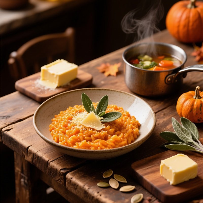 Risotto Alla Zucca With Pumpkin Vegetable Stock Butter Sage Parmesan