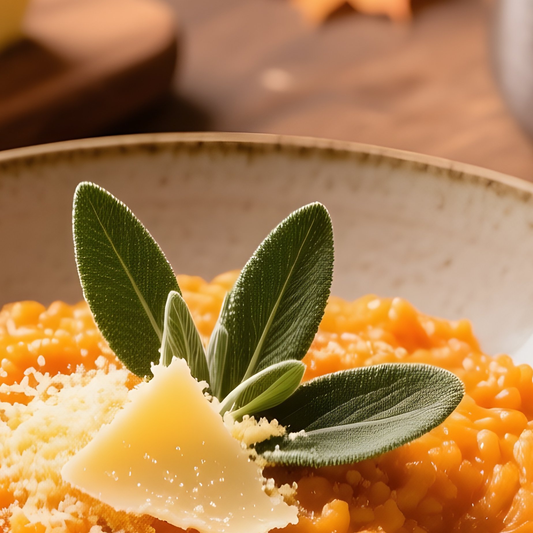 Risotto Alla Zucca With Pumpkin Vegetable Stock Butter Sage Parmesan - Full Resolution Quality Preview