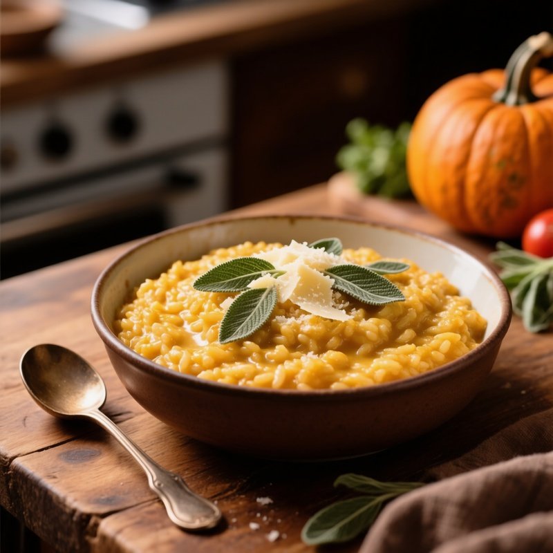 Risotto Alla Zucca With Pumpkin Vegetable Stock Butter Sage Parmesan