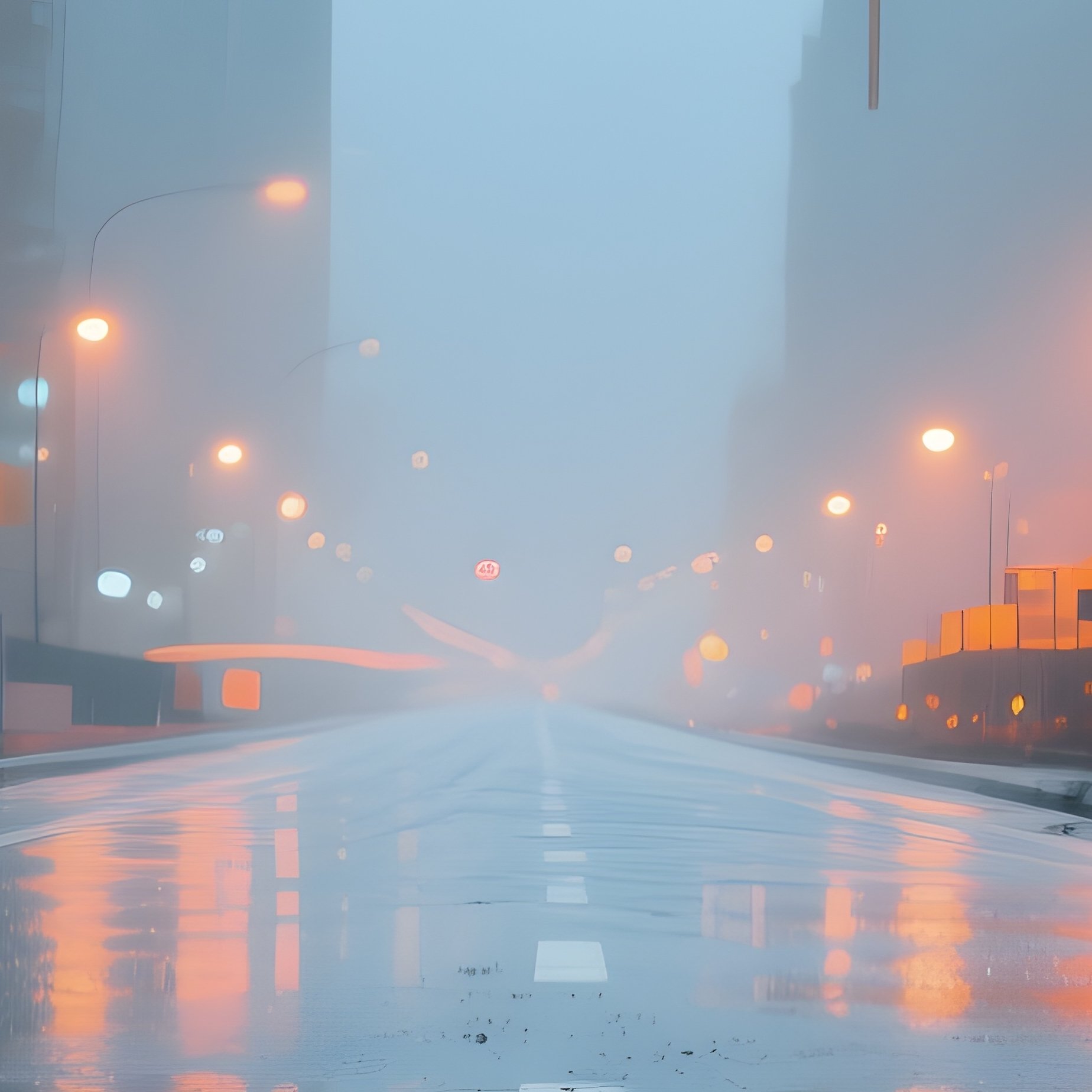 Road Construction Rain Reflections Lights Asphalt Abstract - Full Resolution Quality Preview