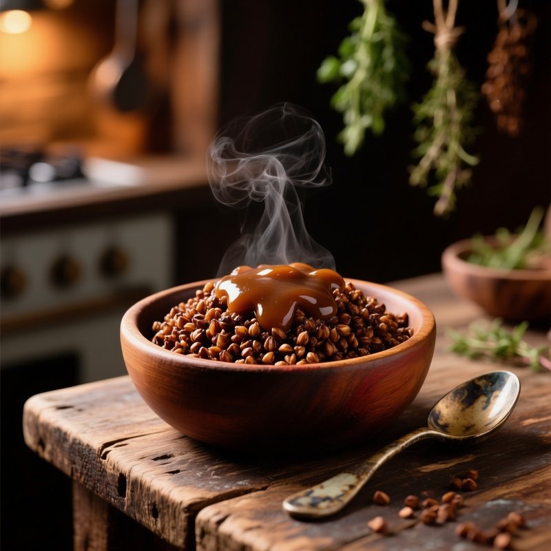 Roasted Buckwheat Groats With Gravy