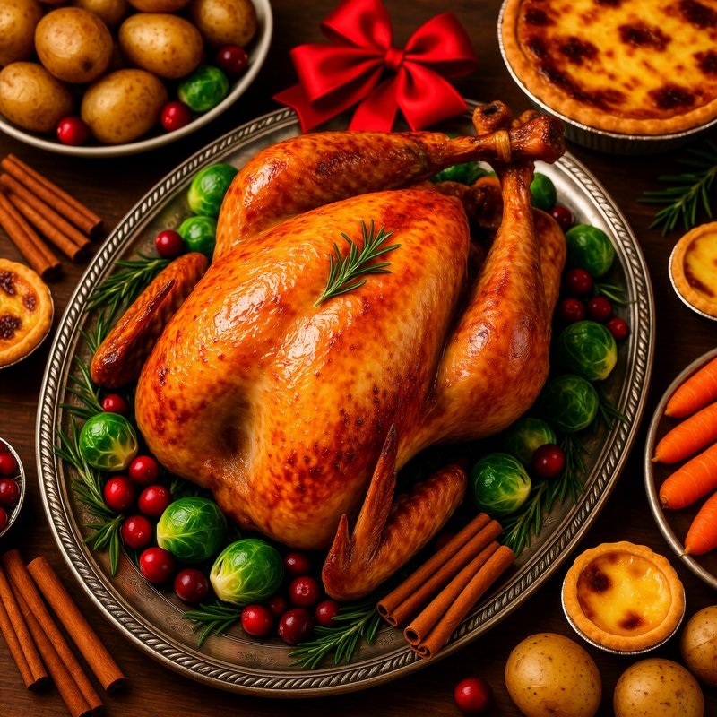 Roasted Turkey On A Festive Table Setting Holiday Thanksgiving