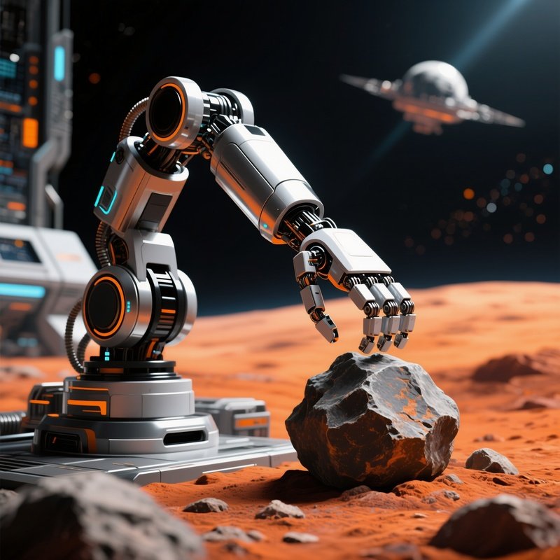 Robotic Arm Analyzing Rock Sample Artistic