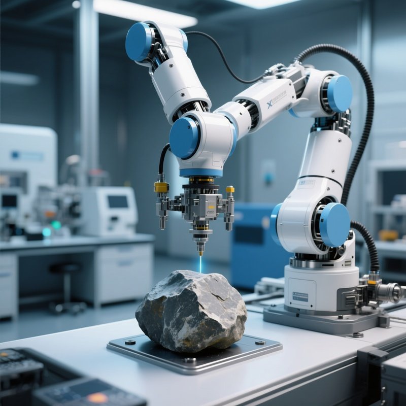 Robotic Arm Analyzing Rock Sample Science