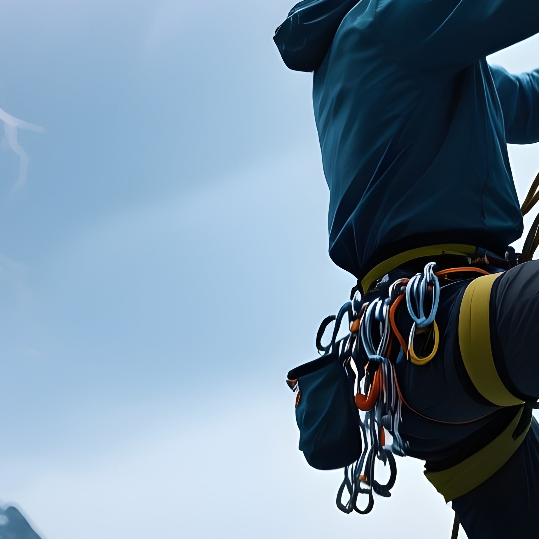 Rock Climber Orion Edge Scaling Crystal Mountain Lightning Storm - Full Resolution Quality Preview