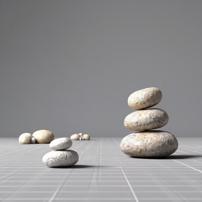 Rocks On A Grid Surface Rocks 3D Rendering