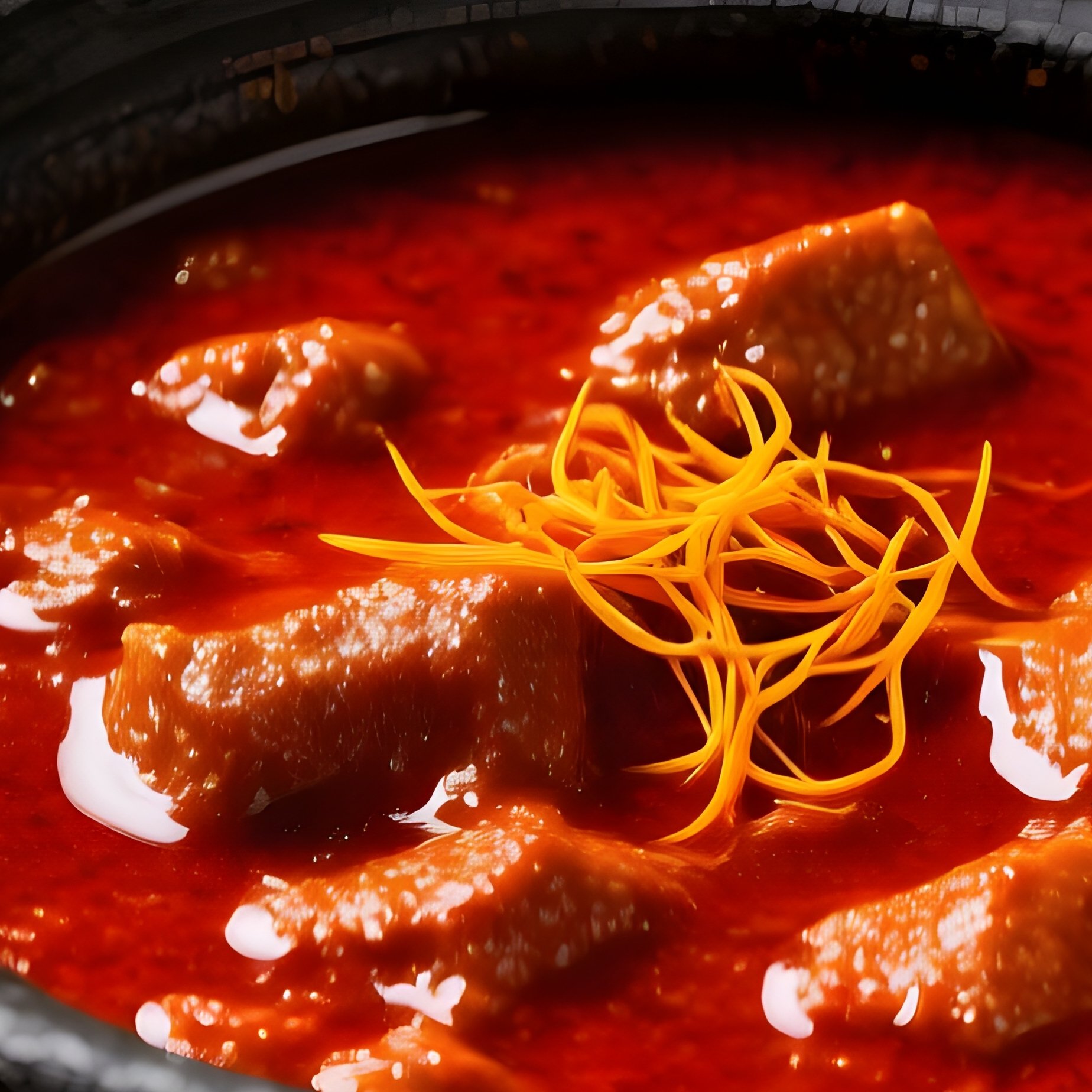 Rogan Josh Kashmiri Lamb Curry In Black Clay Pot - Full Resolution Quality Preview