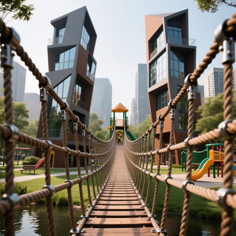 Rope Bridge Connecting Playground Towers