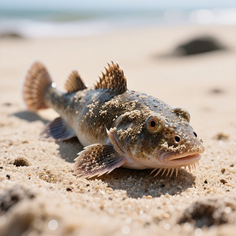 Roughscale Sole – Grainy Textured Body Blending Into Sand.