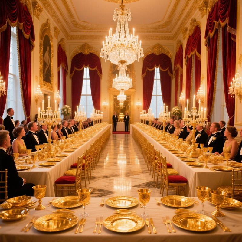 Royal Wedding Grand Hall Golden Tableware
