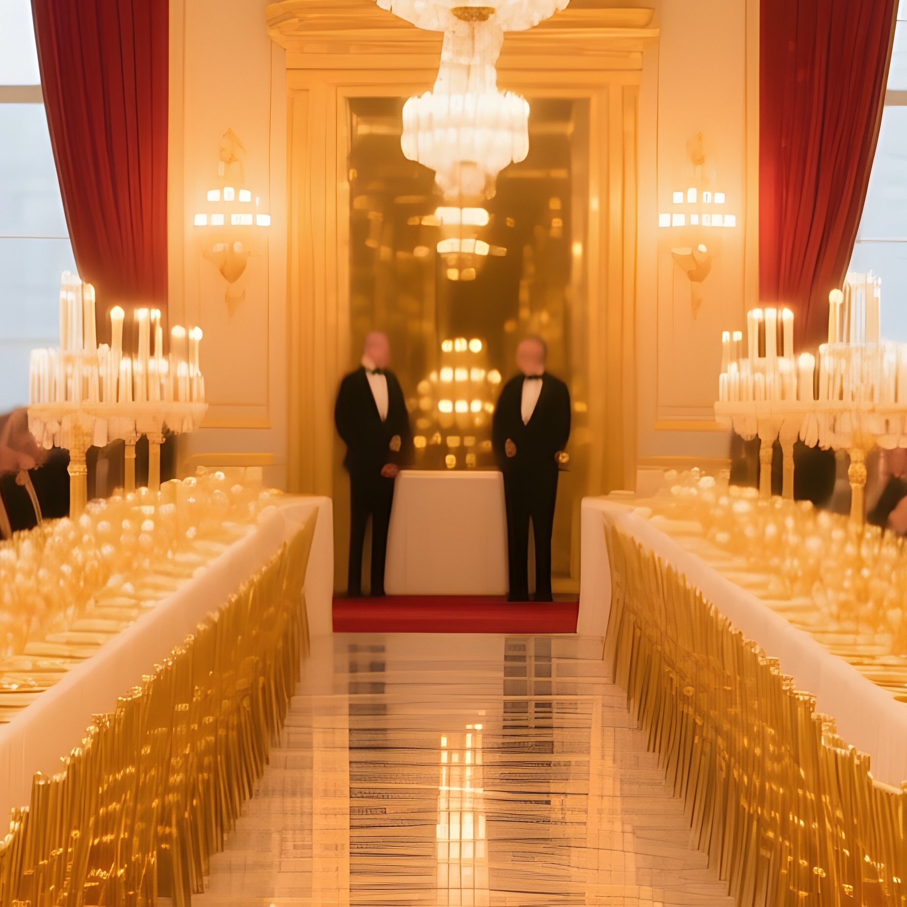 Royal Wedding Grand Hall Golden Tableware - Full Resolution Quality Preview