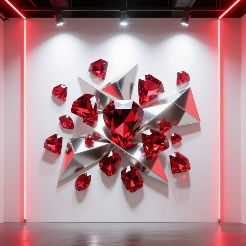 Rubies And Red Gems As Abstract Art Installation