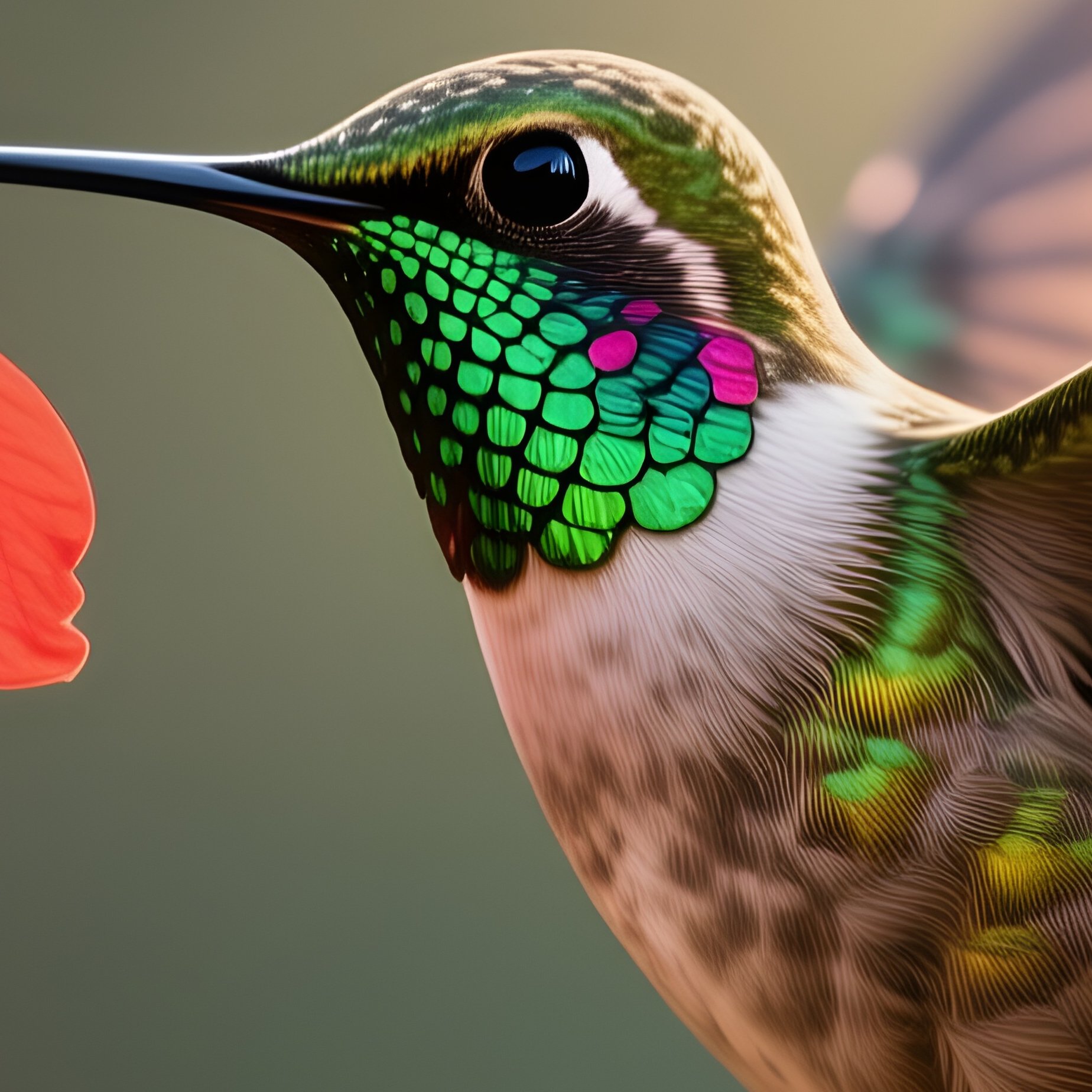 Ruby Throated Hummingbird Hovering At Red Cardinal Flower - Full Resolution Quality Preview