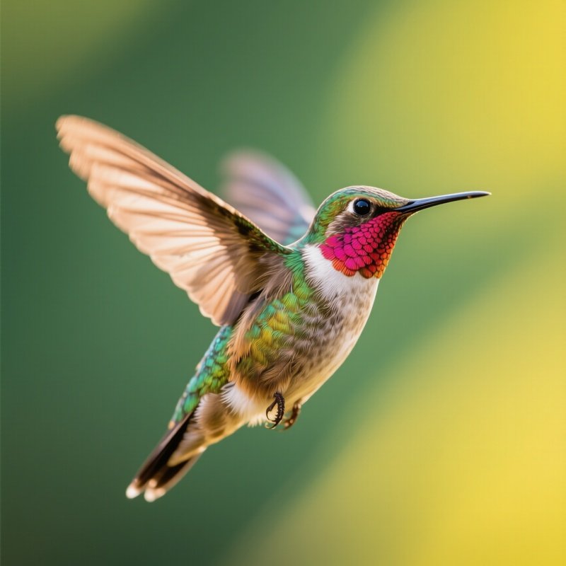 Ruby Throated Hummingbird In Flight