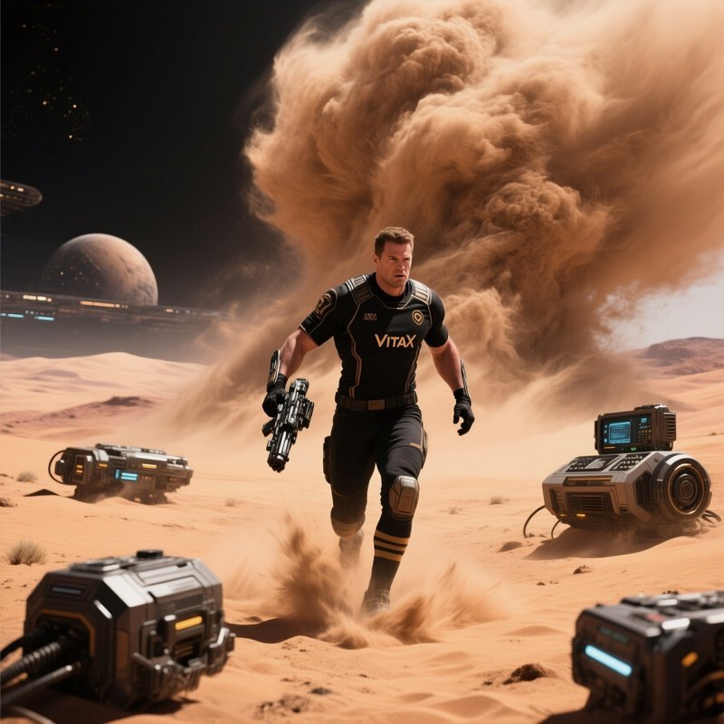 Rugby Player Titan Vox Charging Through Sandstorm Science Fiction