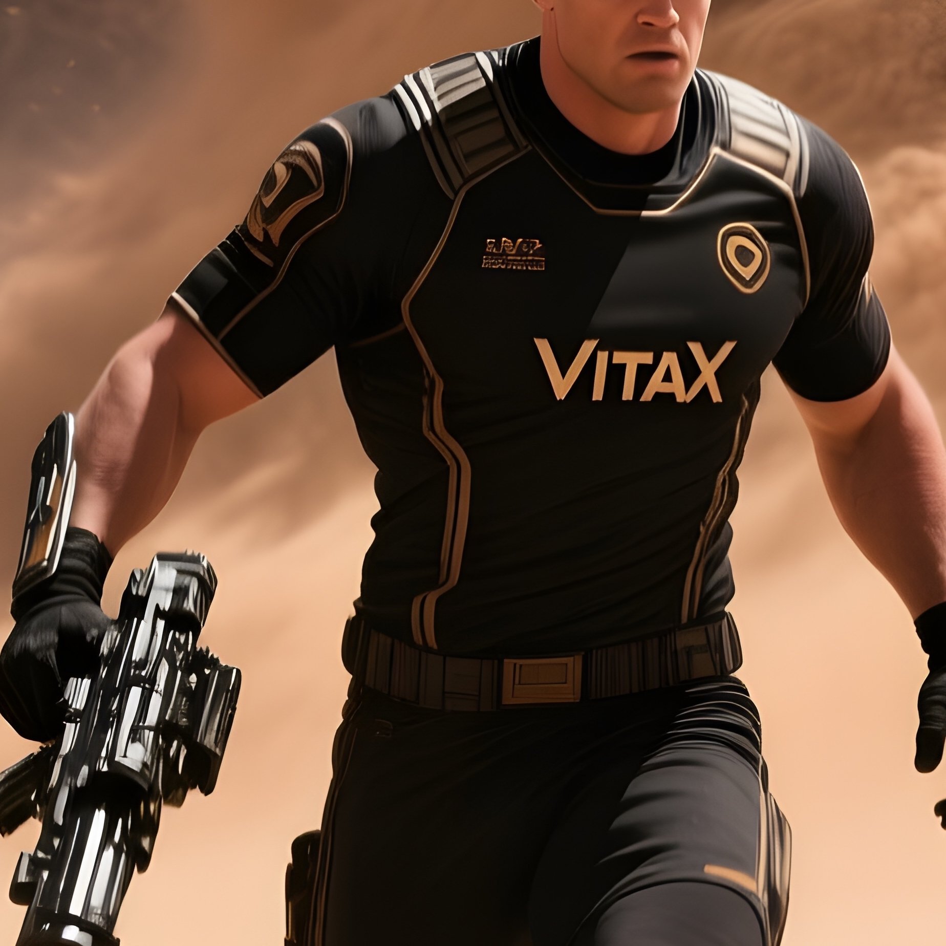Rugby Player Titan Vox Charging Through Sandstorm Science Fiction - Full Resolution Quality Preview