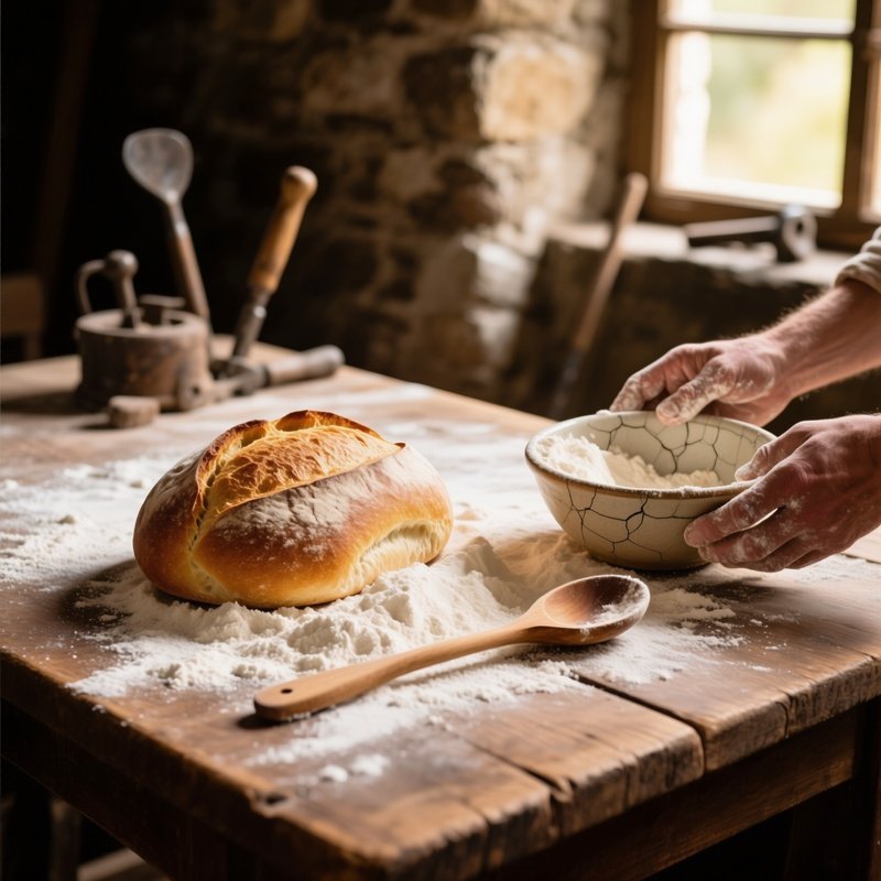 Rustic Bread Making Scene