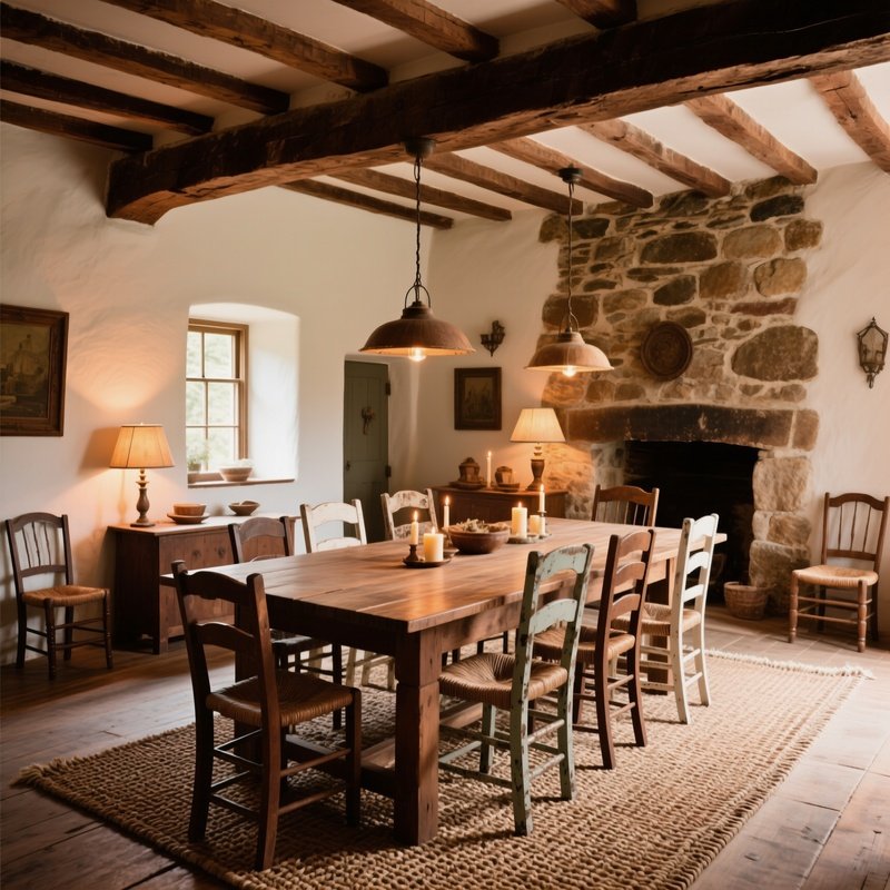 Rustic Dining Room With Wooden Atmosphere