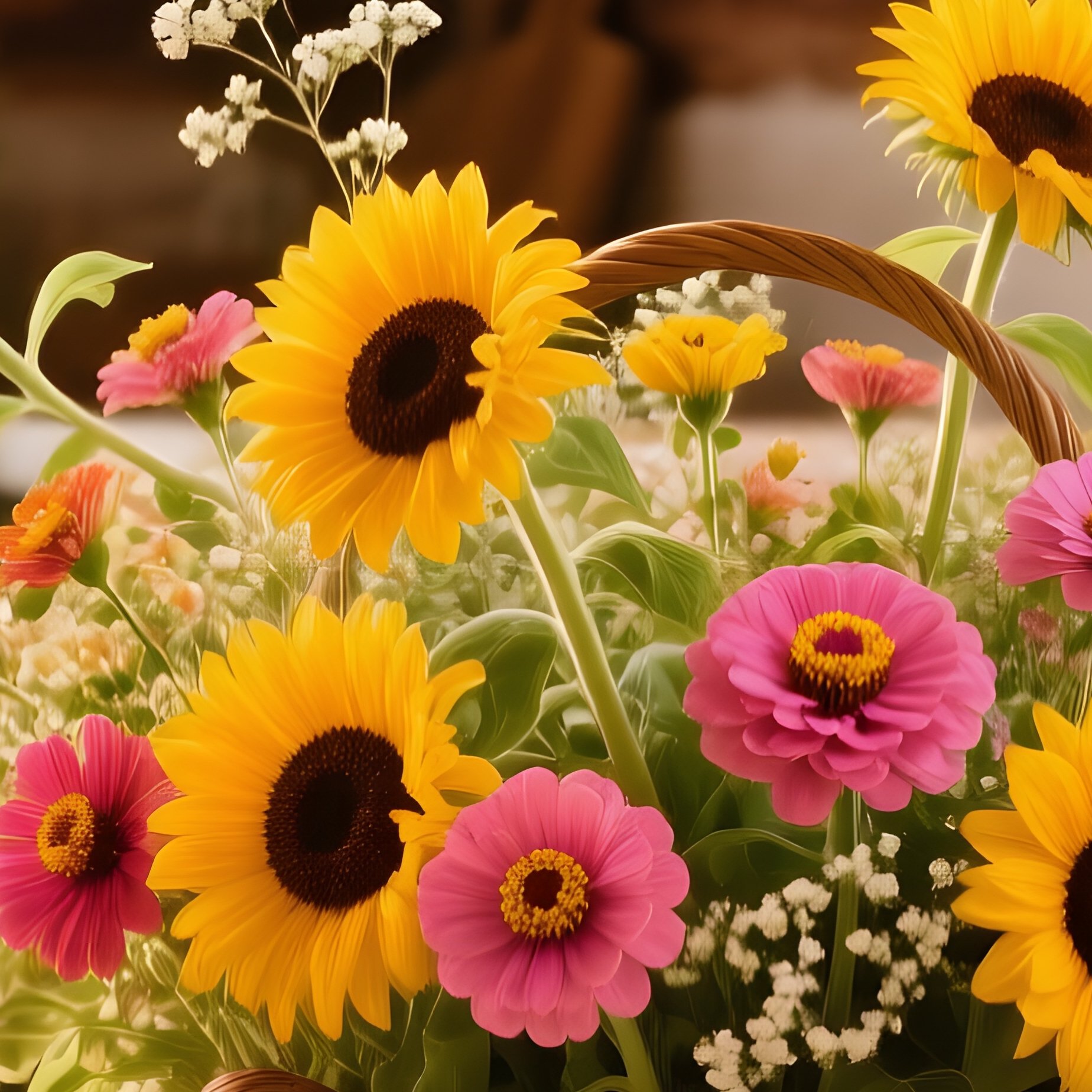 Rustic Farmhouse Kitchen With Wicker Basket - Full Resolution Quality Preview