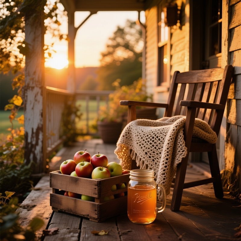 Rustic Farmhouse Porch Sunset
