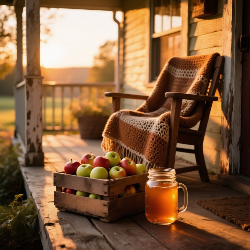 Rustic Farmhouse Porch Sunset