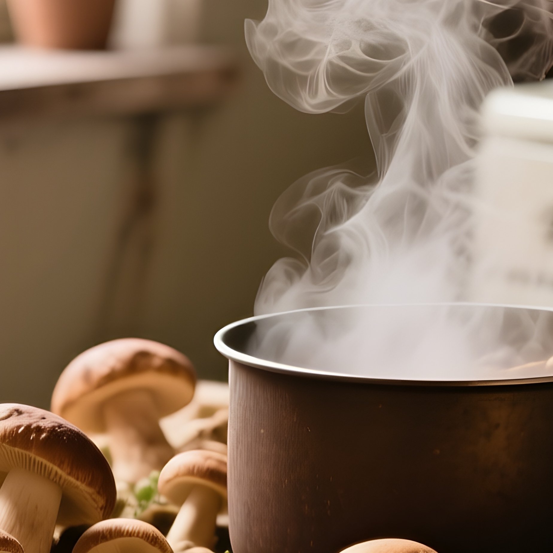 Rustic Kitchen Table Berlin Apartment Porcini Mushrooms - Full Resolution Quality Preview