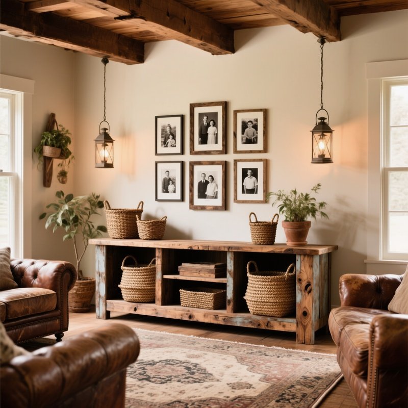 Rustic Reclaimed Wood Tv Stand Farmhouse Living Room