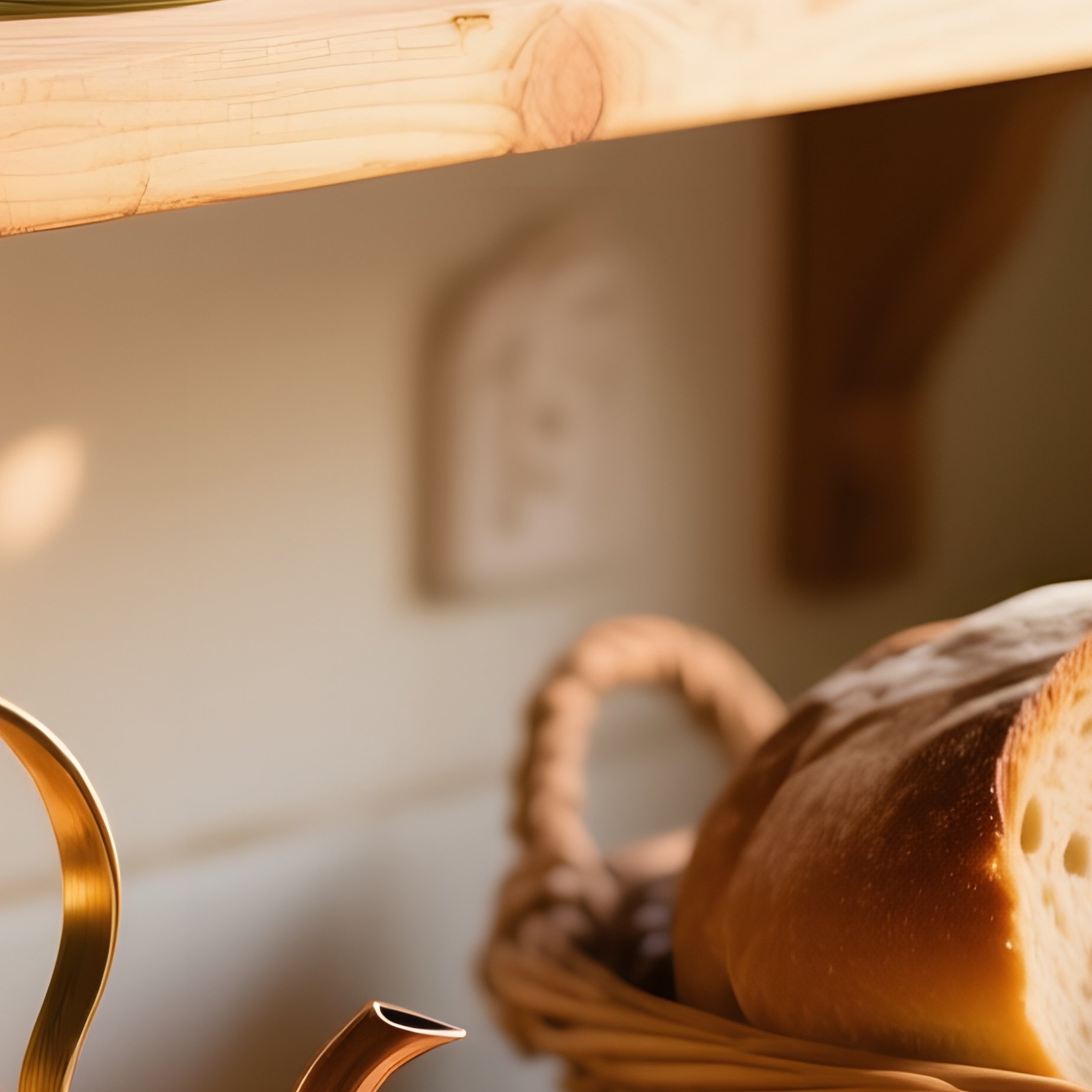 Rustic Wooden Kitchen Shelf Morning Light - Full Resolution Quality Preview