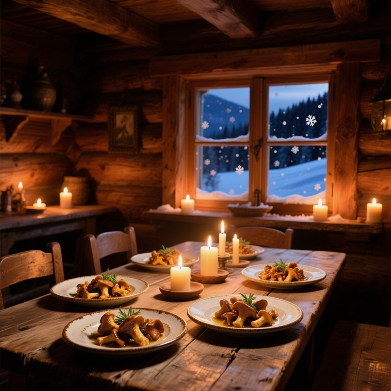 Rustic Wooden Table Bavarian Chalet Dinner