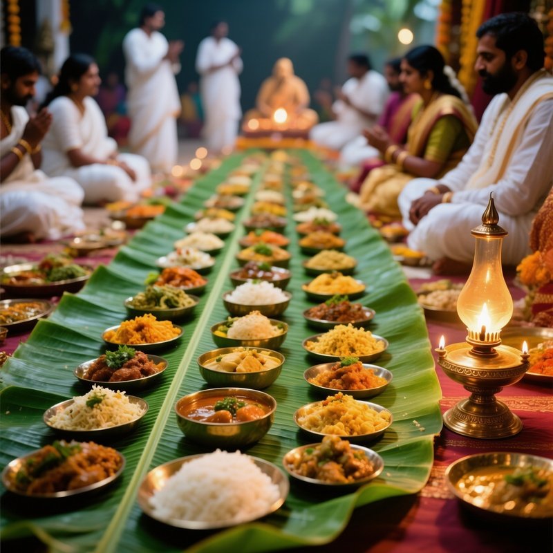 Sadhya Feast Banana Leaf